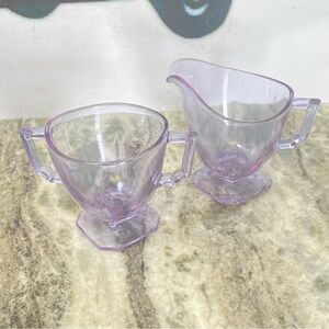 Vintage Depression Glass Fostoria Glass Wisteria Lavender Dichroic Glass Set